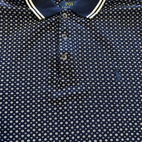 RALPH LAUREN - polo blue patterned (medium) - custom slim fit stretch mesh - Picture 2 of 3